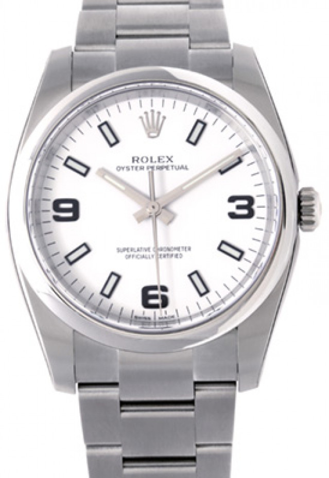 Rolex 114200 Steel on Oyster White, 3-6-9